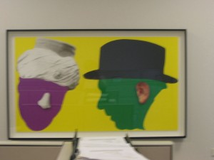 John Baldessari - Noses &amp; Ears, Etc.: The Gemini Series: Two Profiles, One with Nose and Turban (B&amp;W); One with Ear (Color) and Hat, 2006, two-layer, 12-color screenprint; mounted to Sintra and framed
