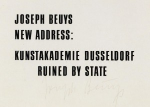 Joseph Beuys - Ruined by State, 1974, offset on cardstock, stamps reproduced
