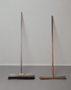 Joseph Beuys - Silberbesen und Besen ohne Haare, 1972, broom (wood and horsehair), encased in 1 mm silver sheet. Solid copper and felt