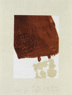 Joseph Beuys - Suite Schwurhand: mit Fett gefüllte Skulptur, 1980, aquatint and lithograph on paper laid down on gray Rives wove