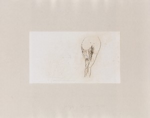 Joseph Beuys - Frauentorso aus der Suite Tränen, 1985, etching on thin paper laid down on gray wove