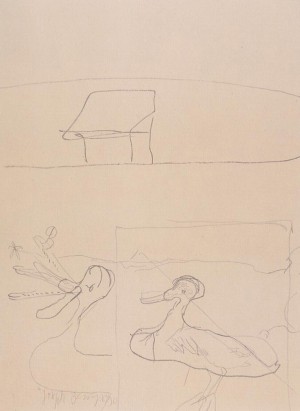 Joseph Beuys - Triptychon: Quacking underneath the Hut, 1981, lithograph on cardstock