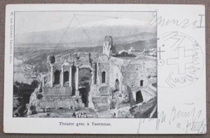Joseph Beuys - von Gloeden Postkarten: Théatre grec à Taormine, 1978, offset on cardstock with pencil