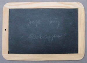 Joseph Beuys - Wirtschaftswert Schultafel, 1982, school blackboard, inscribed