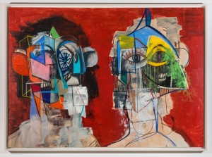 George Condo - Double Heads on Red, 2014