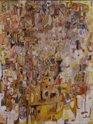 George Condo - Yellow Improvisation, 1985, pencil and oil on canvas