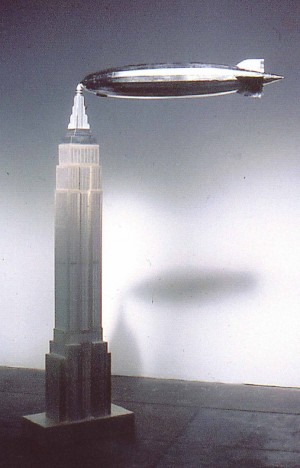Bryan Hunt - Empire State with Graf, 1975-2000, spruce and balsa woods, synthetic fiber and silk paper