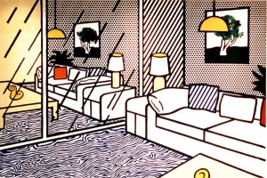 Roy Lichtenstein - Wallpaper with Blue Floor Interior, 1992