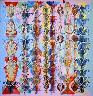 Philip Taaffe - Polis, 1996, mixed media on canvas