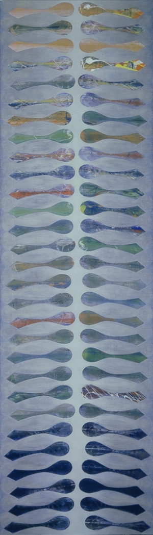 Philip Taaffe - Vertebrae, 1987, silkscreen collage and acrylic on canvas