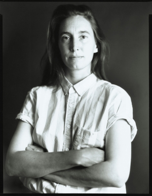 Timothy Greenfield‐Sanders - Portrait of Jenny Holzer, 1986, black and white photograph