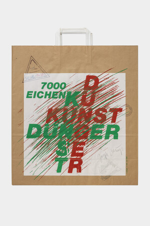 Joseph Beuys - 7000-Eichen-Tüte, 1982, paper shopping bag, with several stamps