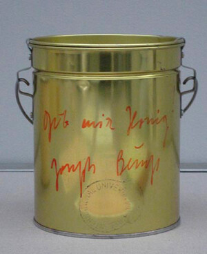 Joseph Beuys - gib mir Honig (Give Me Honey), 1979, tin bucket for honey, inscribed, stamped