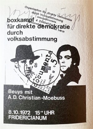 Joseph Beuys - Beuys boxt für direkte Demokratie (Beuys Boxes for Direct Democracy), 1972, poster, offset, stamped