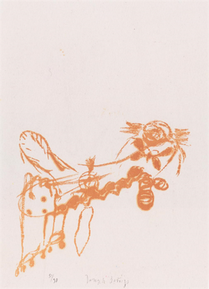 Joseph Beuys - ohne Titel, aus dem Portfolio Spur I (Untitled, from the Portfolio Trace I (nine lithographs)), 1974, lithograph on white Rives Couronne paper