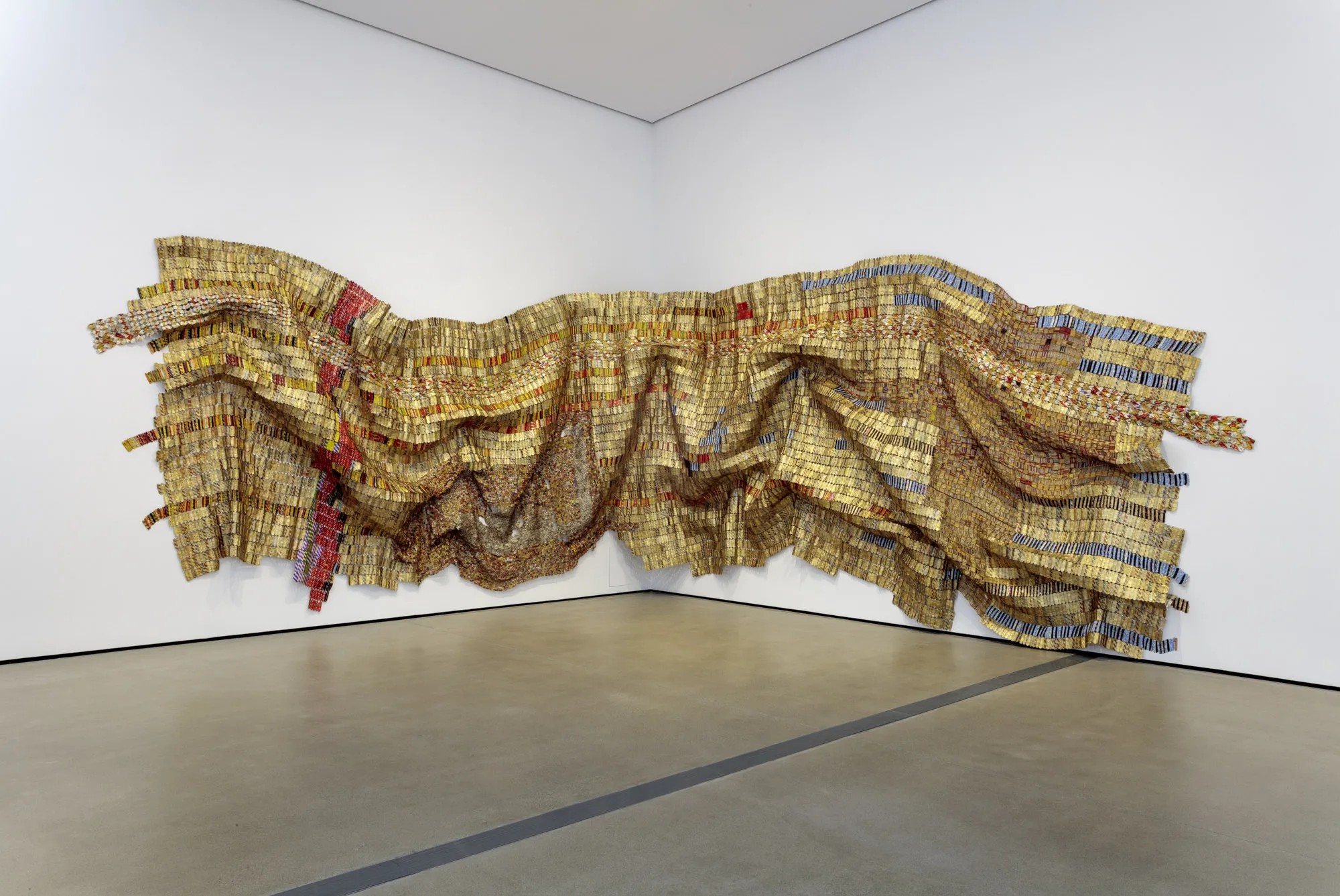 Installation photo of El Anatsui's Intermittent Signals by Joshua White